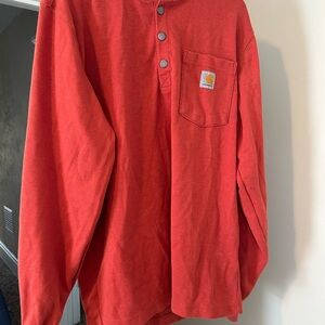 Carhartt Red Long Sleeve Henley Shirt